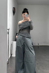 SWAYING/KNIT cotton wide-leg pants SW24SS3B60 gray blue